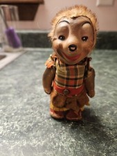 LOOK READ US Zone Germany Steiff Mecki Girl Hedgehog Mechanical Celluloid Toy