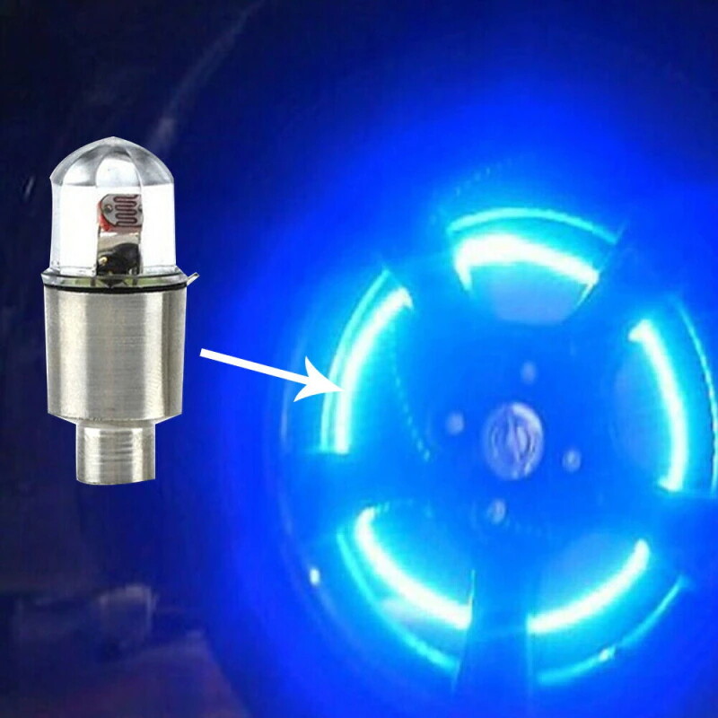 4-Pack Blue LED Valve Stem Caps – Glowing Tire Lights For Cars, Trucks & Bikes (Universal)