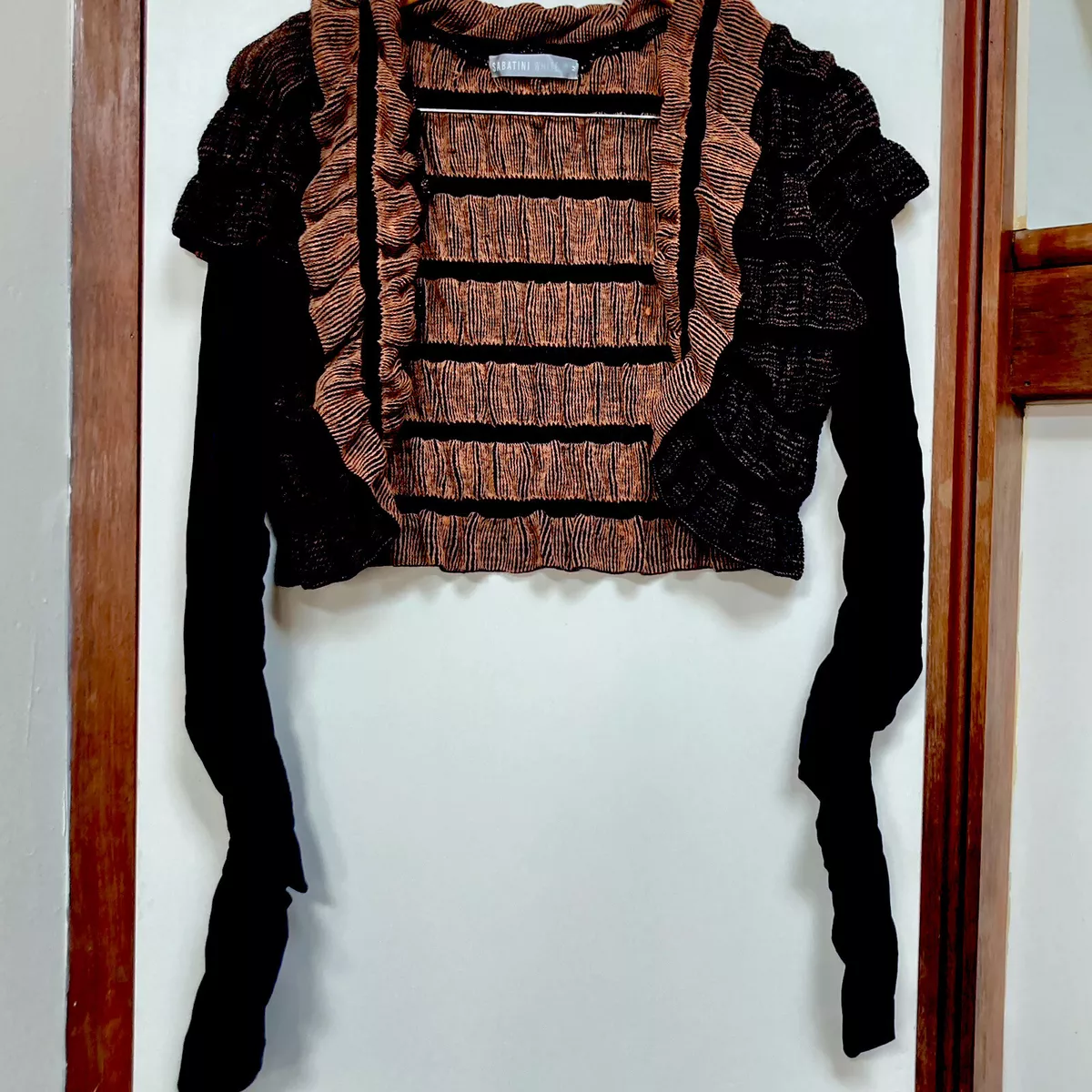 Sabatini White NZ Shrug Cardigan Bolero Merino Knit Blend brown
