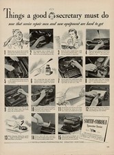 1944 Home Office Typewriter Smith Corona 1940s Vintage Print Ad Secretary Servic thumbnail