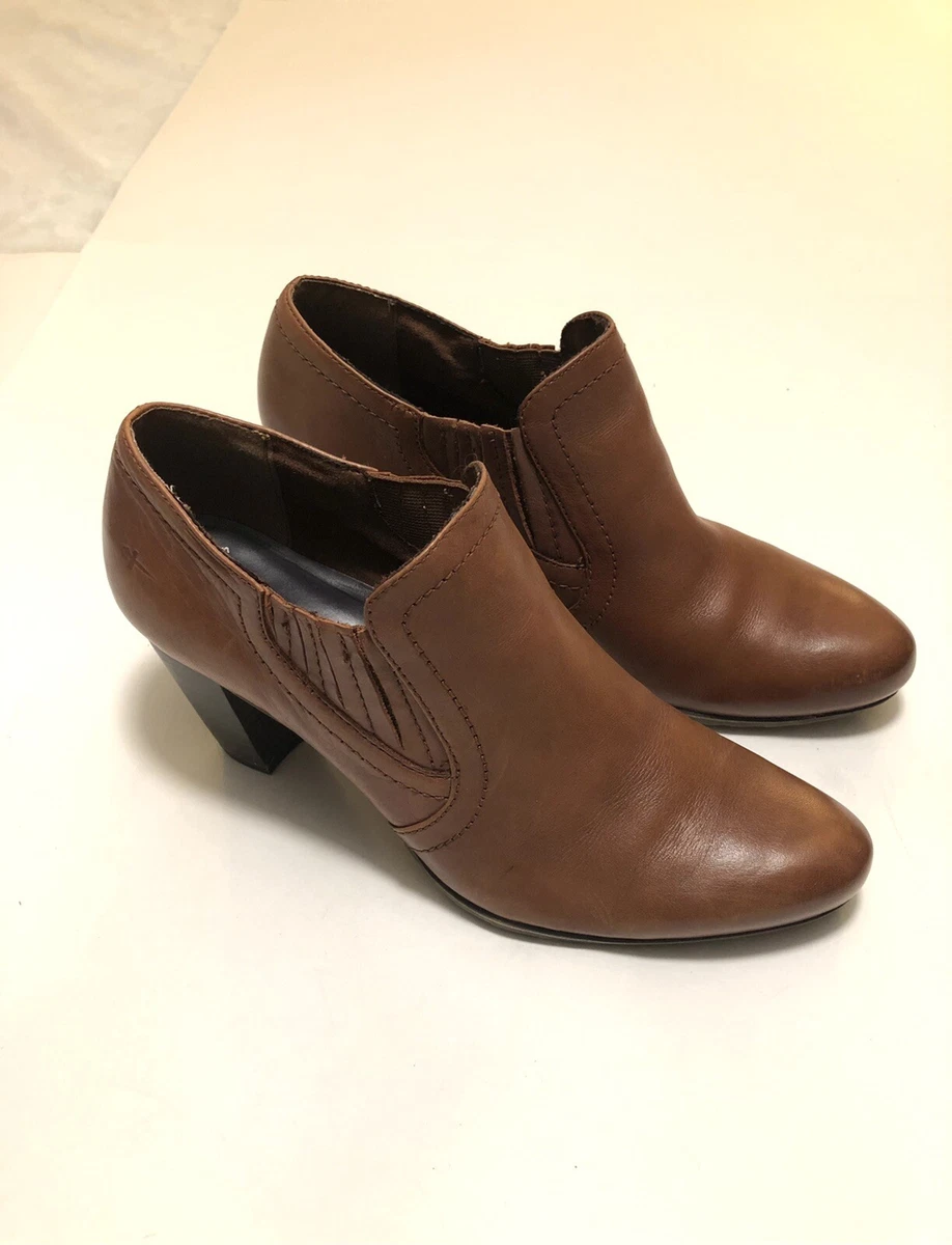 TAMARIS Saddle Brown Leather Wedge Boots Booties Size 10 US EUC! | eBay