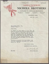 CUTLERY DEALERS, ILLUSTRATED LETTERHEAD 1921, NICHOLS BROTHERS, GREENFIELD, MA, 