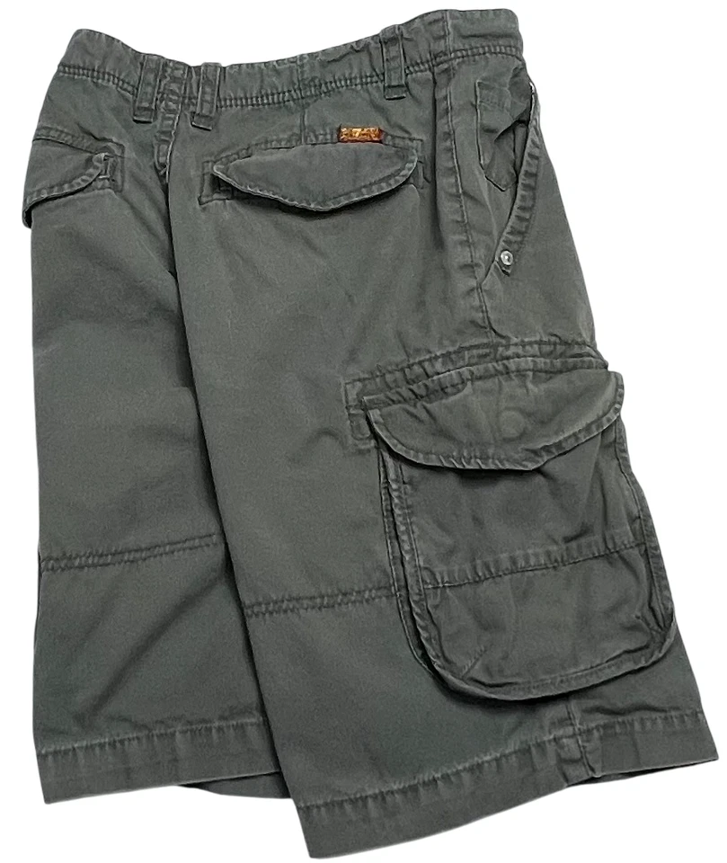 7 Pantalones Cortos Para Toda la Humanidad Niños (14) 100% Algodón Lona Bolsillos de Carga Gris 26"X9" Foto 3 de 4