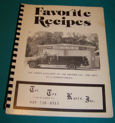 Smyrna Volunteer Fire Department Cookbook Lumberton NC 1982 North Carolina