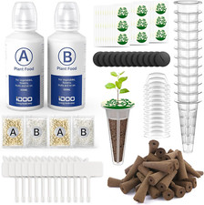 138Pcs Hydroponic Pods Kit with 24 Grow Sponges, 12 Grow Baskets, 12 Grow Domes, 0.41 per gallon