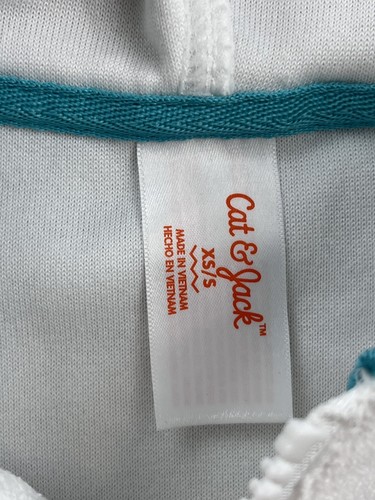 Cat & Jack Boy's Size XS/S Solid Zip Up Swim Cover Up Top White - Picture 6 of 7
