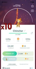 10x Chimchar Pokemon Bundle !! Good Chance of Lucky and Good IVs !! Go