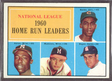 1961 Topps Set Break #43 NL Home Run Leaders/Aaron/Banks EX-EXMINT *JAYSACE*