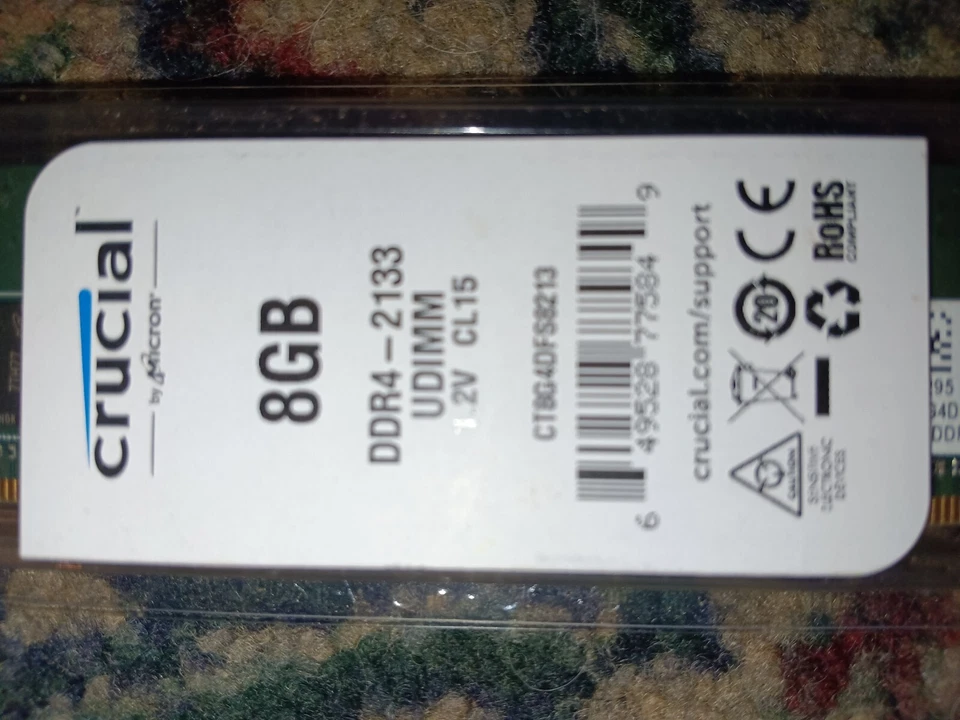 Crucial 8GB (1 x 8GB) PC4-17000 (DDR4-2133) Memory (CT8G4DFS8213) 1 Dimm - Image 2 of 4