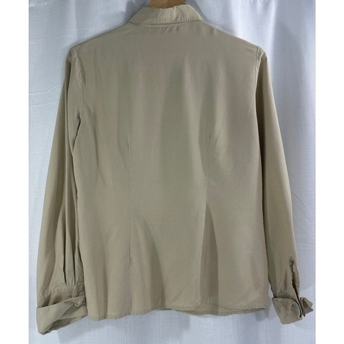 Freizeit Eckbeige Knopfleiste Seidenbluse Top Größe 4 - Bild 4 von 4