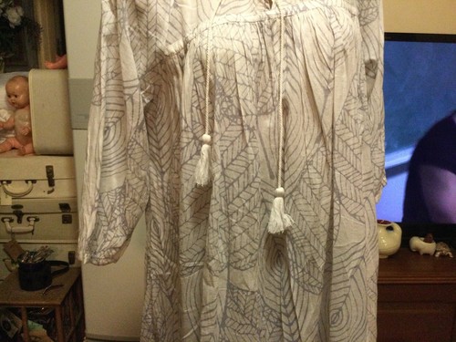FREE CULTURE hippie boho summer dress Midi Length white grey print size S - Picture 3 of 12