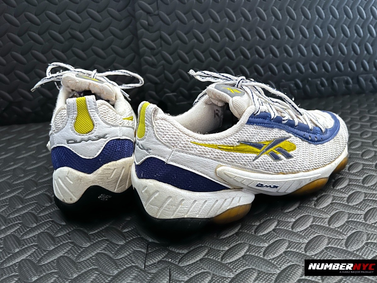 Vintage 90s Rare Reebok RA802 PYE White Blue Yellow DMX 10 Vintage 90s Rare Reebok RA802 PYE White Blue Yellow DMX 10
