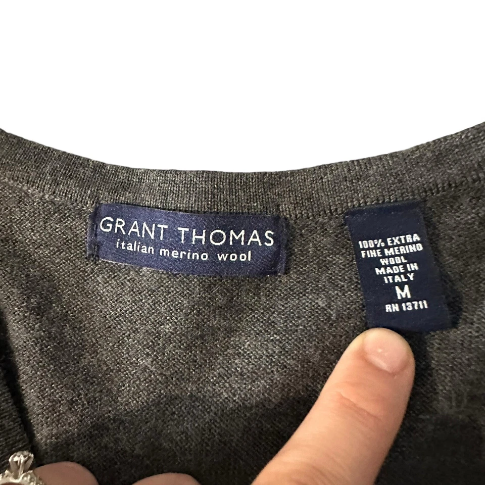 Grant Thomas Lote De 2 Chaleco Suéter Extra Fino Lana Merino Vino/Gris Hombres Talla M Usado en Excelente Condición Foto 3 de 4