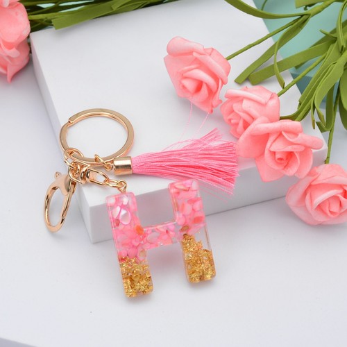 Harz Material Glitzer Schlüsselanhänger Taschenanhänger Buchstabe Keychain Alphabet Key Chain - Bild 9 von 27
