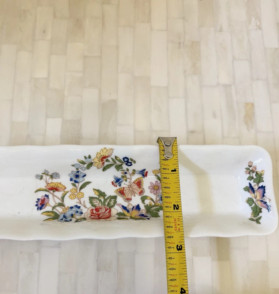 AYNSLEY ENGLISH COTTAGE GARDEN Fine Bine China Serving Tray England Trinket Dish - Image 2 of 4
