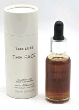 Tan-Luxe The Face Illuminating Self-Tan Drops Light-Medium, .33 oz, 10 ml NIB
