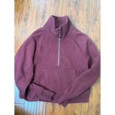 Lululemon Womens Burgundy Scuba Oversized Funnel Neck Half-Zip LW3FJ6S SZ M/L