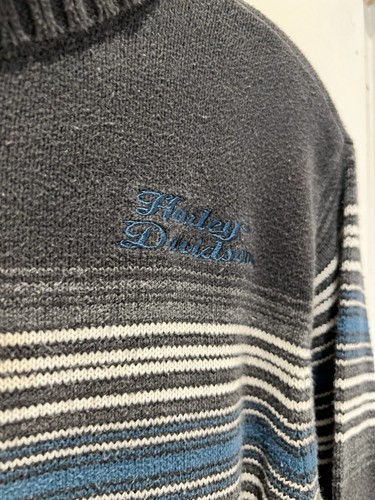 Woman's Harley Davidson Turtle Neck Sweater Plus 1W Striped Dark Grey - Picture 2 of 5