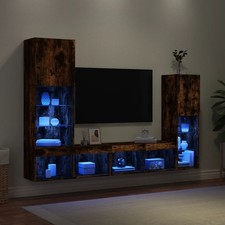 Wohnwand mit LED-Beleuchtung Schrankwand Anbauwand 4-tlg. Holzwerkstoff vidaXL