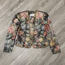 Nah Nah Collections Jonathan Tait Vintage Floral Tapestry Metallic Blazer Sz 12