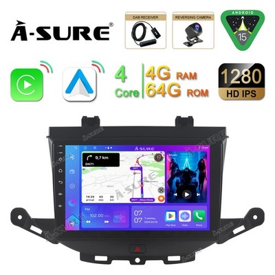 DAB+ Android 15 4+64G Autoradio Für Opel Astra K 2015-2019 Apple Carplay GPS SWC
