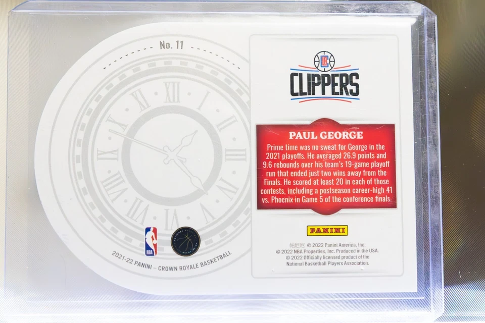 2021-22 Panini Crown Royale - Teste do Tempo Paul George #11/99 - Imagem 2 de 2