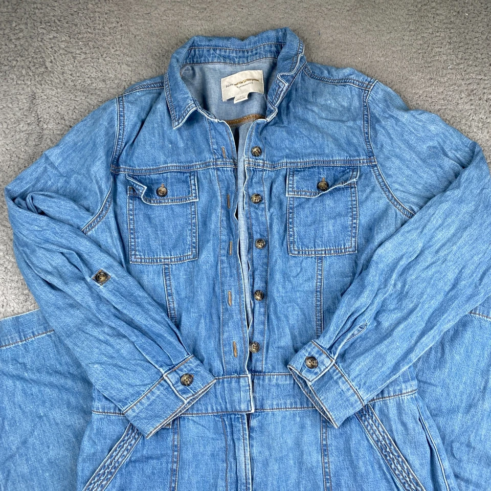 Mono vaquero Anthropologie Pilcro para mujer grande azul con botones manga larga Foto 2 de 4