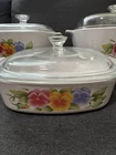 VTG Pyrex Corningware Summer Blush Pansy Casserole SET 1L 3L 5L with Lids