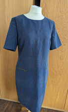Dickens & Jones Blue & white Shift Dress Size 14-16 embroidered dots lined