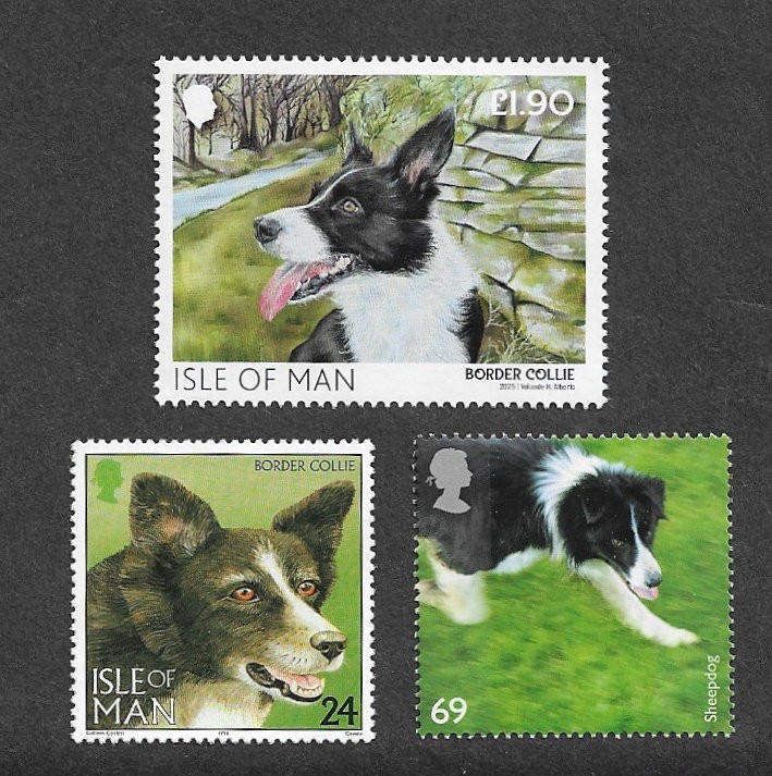 DOGS BORDER COLLIE FARM ANIMALS ISLE OF MAN + ROYAL MAIL MNH