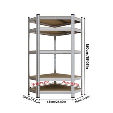 3 Bay Corner Racking/Shelving 5 Tier Heavy Duty Garage Storage Racks 1500mm H