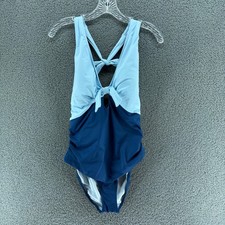 New Cupshe Swimsuit One Piece Womens 2XL Blue Colorblock V Neck Cutout Back NWT