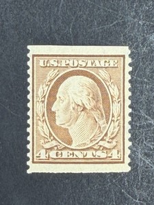 US Stamp Scott #354 1909 Washington 4c Coil DLWM Mint NH OG.