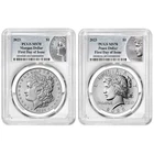 2023 $1 Morgan and Peace Silver Dollar 2pc Set PCGS MS70 FDOI Morgan &