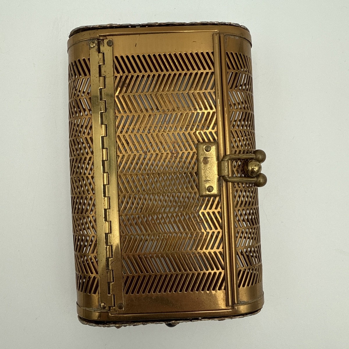 Vintage 60 s Stone Chervon Cage Clutch, Possibily Dorset Rex Fifth