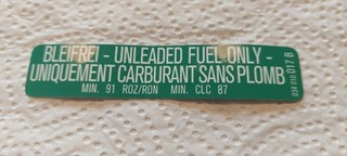 Org. Volkswagen BLEIFREI UNLEADED FUEL ONLY Tankklappen Aufkleber neu