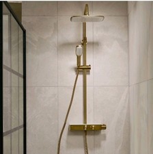 Triton Push Button Bar Diverter Thermostatic Mixer Shower Set - Brass 