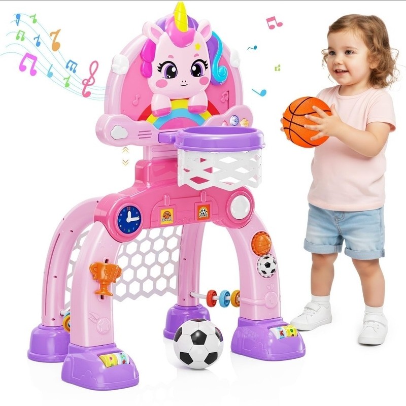JMMICO Unicorn Toddler Basketball Hoop & Soccer Goal Toy Ages 12m-8y (2023)