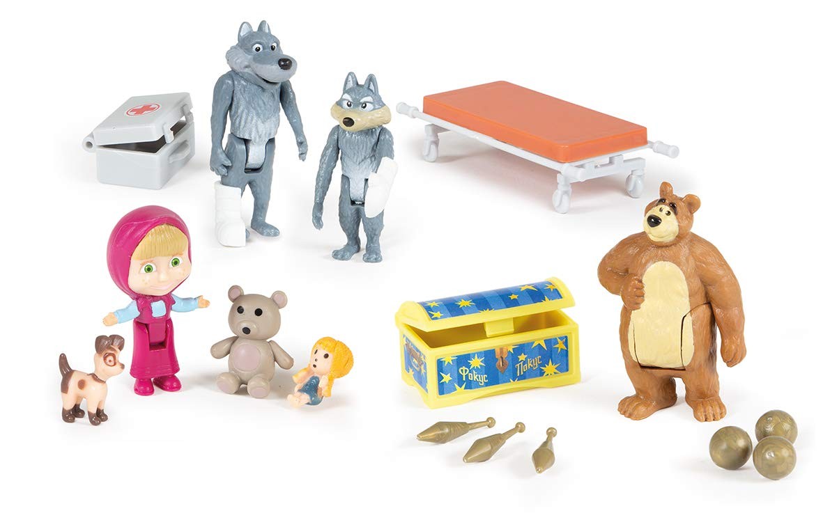 Mini Univers Masha et Michka Jouet d'Éveil 7 Figurines pour Enfant de 3 Ans