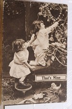 Thats Mine Children Decorating Christmas Tree Antique 1900s RPPC Postcard Old PC