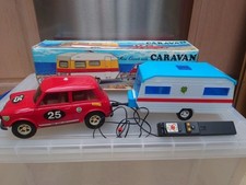 VINTAGE GRIECHISCHER R/C MINI COOPER MIT WOHNWAGEN LITHO BOX VON MISTER.P 70er