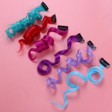 24 Pcs Colored Curly Fake Hair Extensions Clip In Hair Pieces for Women