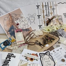 200 Piece Ivory Junk Journal Scrapbook Supply Black Mixed Media Ephemera