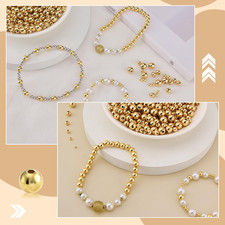 100Pcs 14K Gold Filled Spacer Beads, 2/3/4/5/6/8mm Round Loose Beads for Jewe...