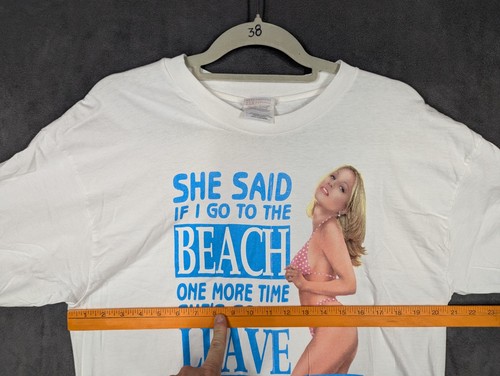Camiseta De Colección Hanes Divertida Pesca Playa Miss Esposa Grande Nueva de Lote Antiguo - Imagen 7 de 8
