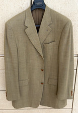 Canali Men s Beige Houndstooth Sport Coat Blazer 42R Two-Button Notch
