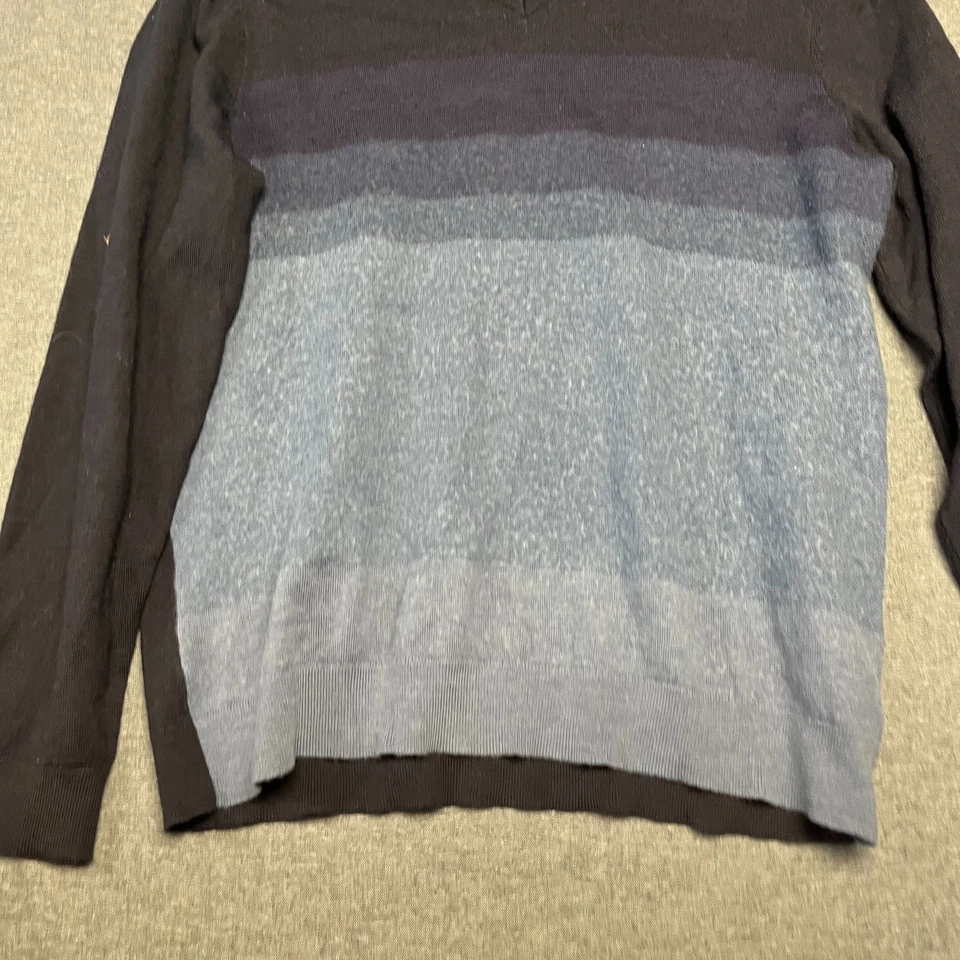 Suéter masculino Calvin Klein tamanho XL azul decote em V pulôver de malha fio italiano - Imagem 3 de 4