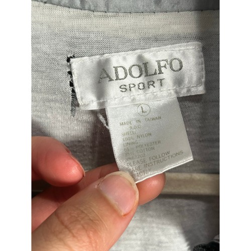 Vintage Adolfo Sport Jacket Windbreaker 80's 90's Sz L Y2K Retro Winter Black - Picture 3 of 12