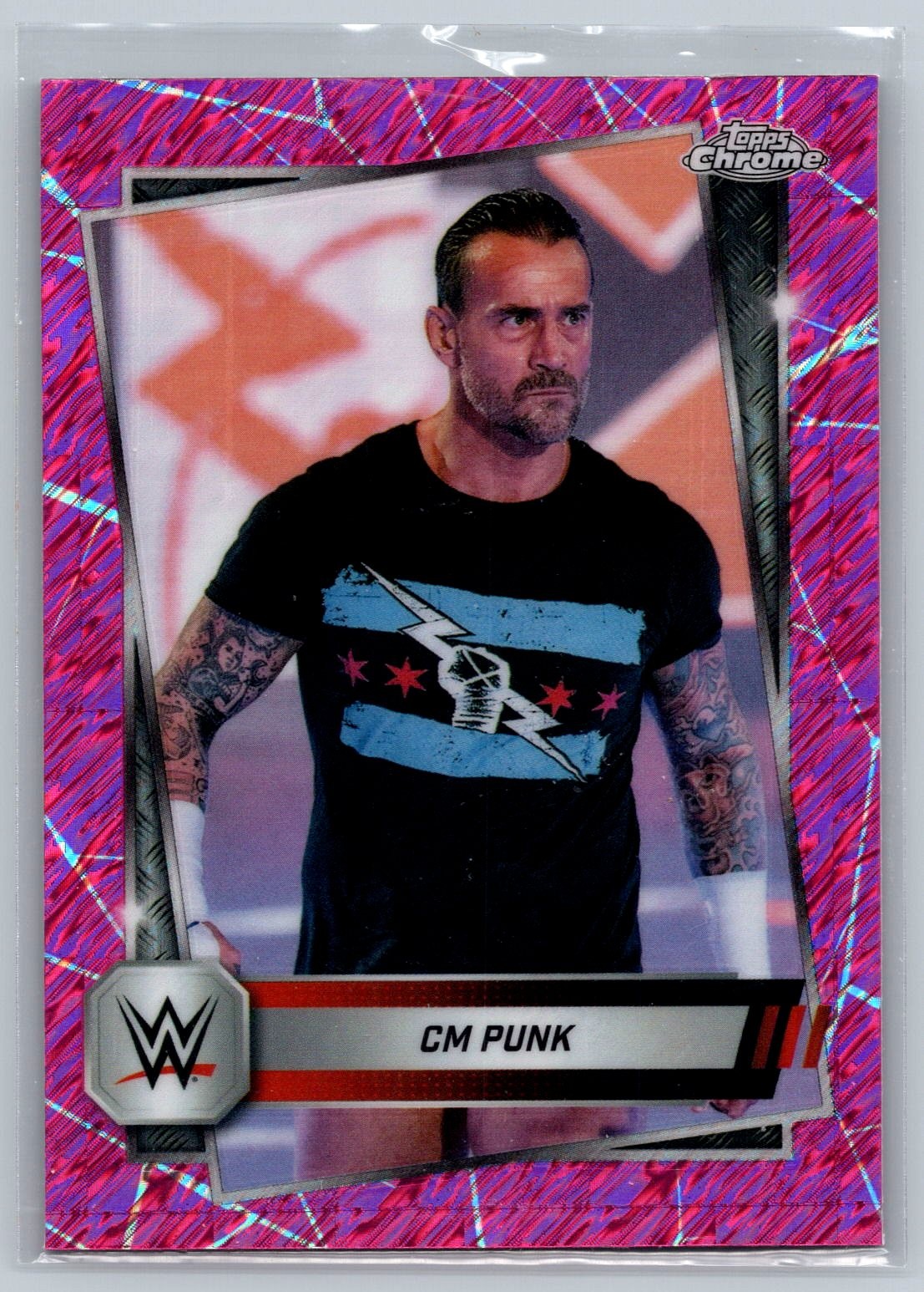 2025 Topps Chrome WWE #98 CM Punk Pink Shimmer Refractor
