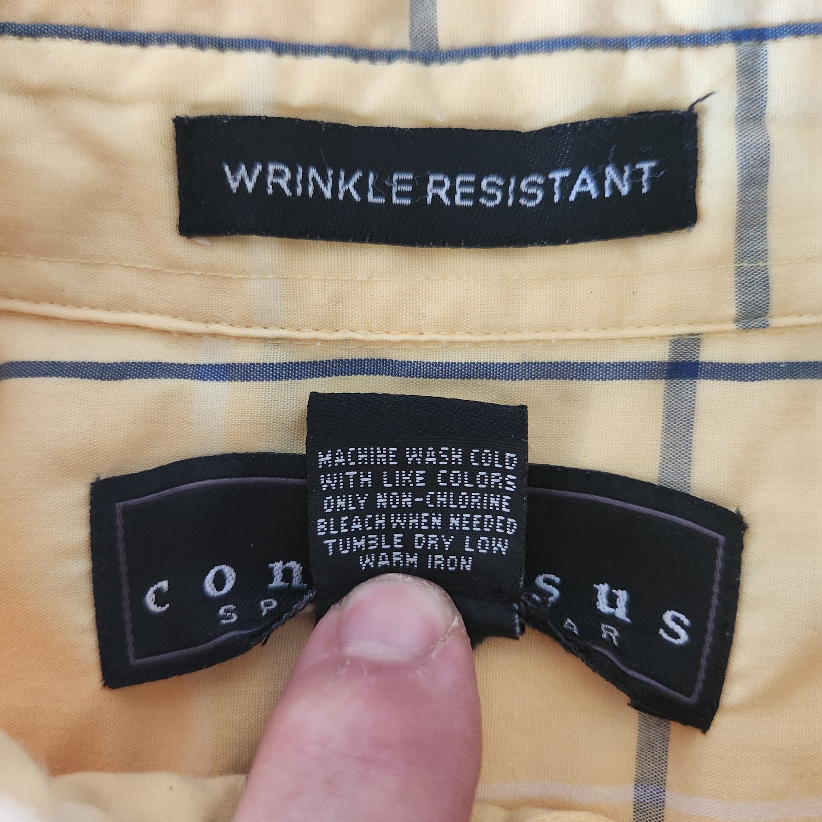 Consensus Men’s Medium Yellow Windowpane Plaid Sh… - image 4